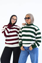 Sofi Striped pullover in Olive