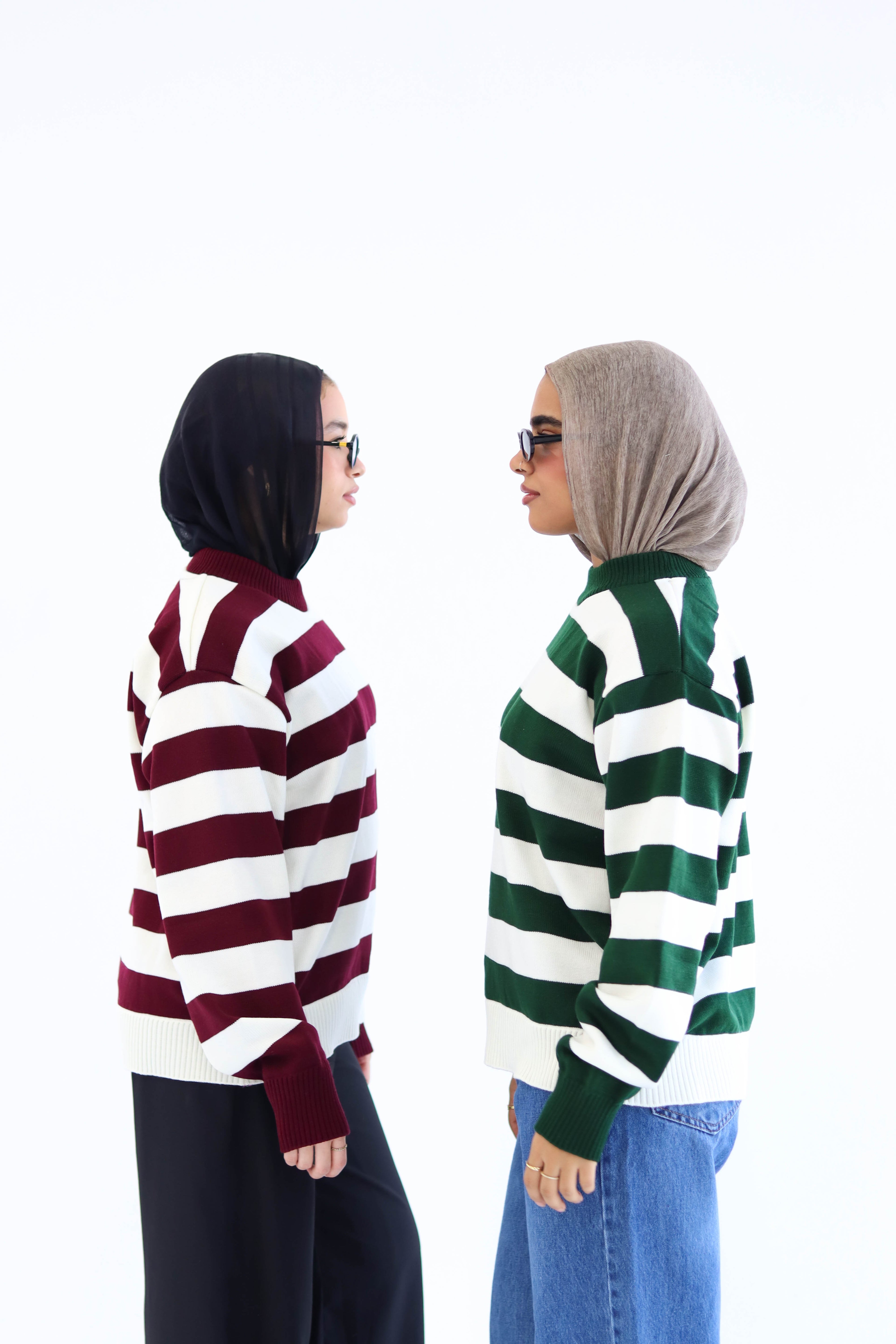 Sofi Striped pullover in Olive