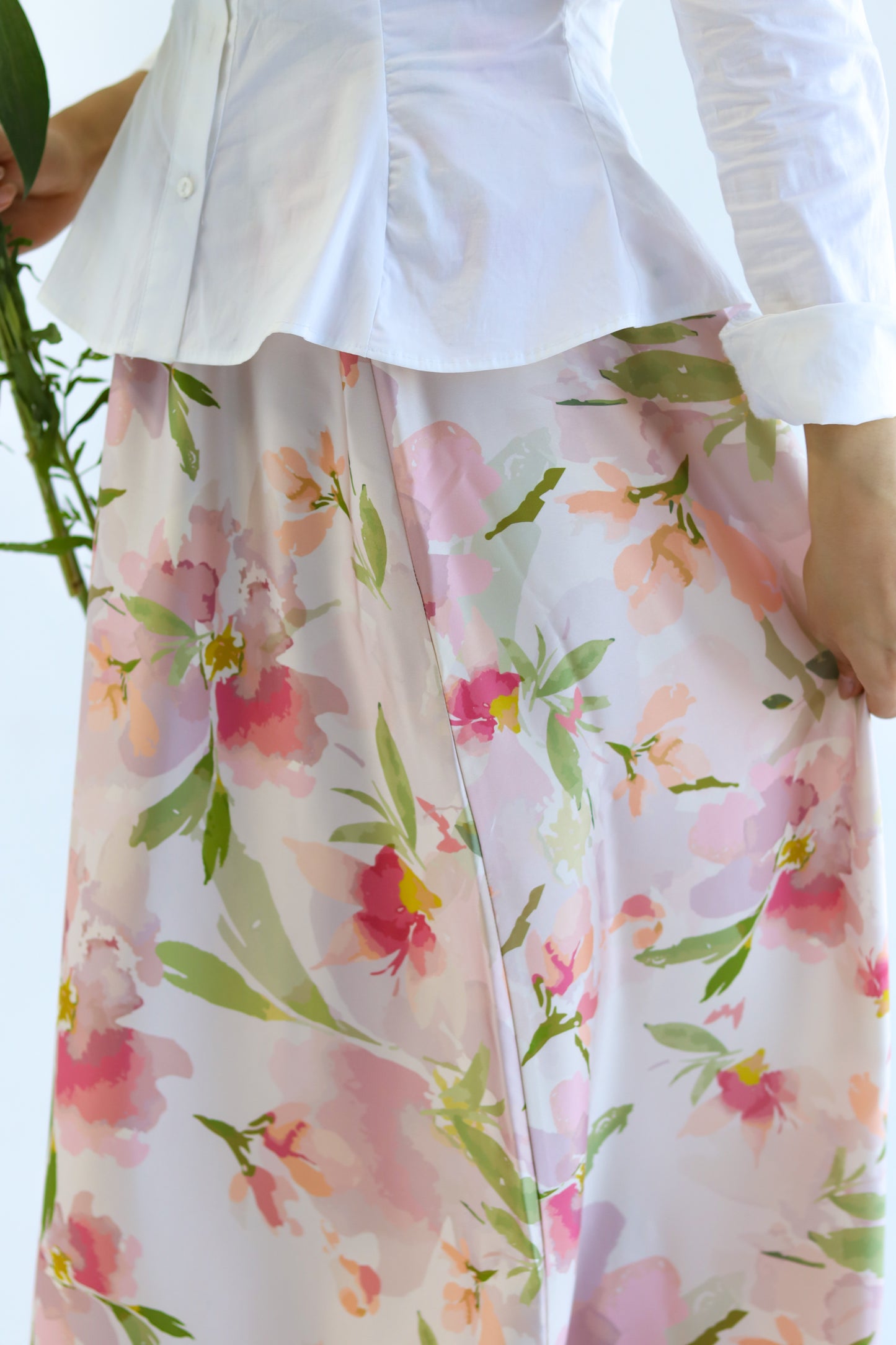 Petal Whisper satin skirt