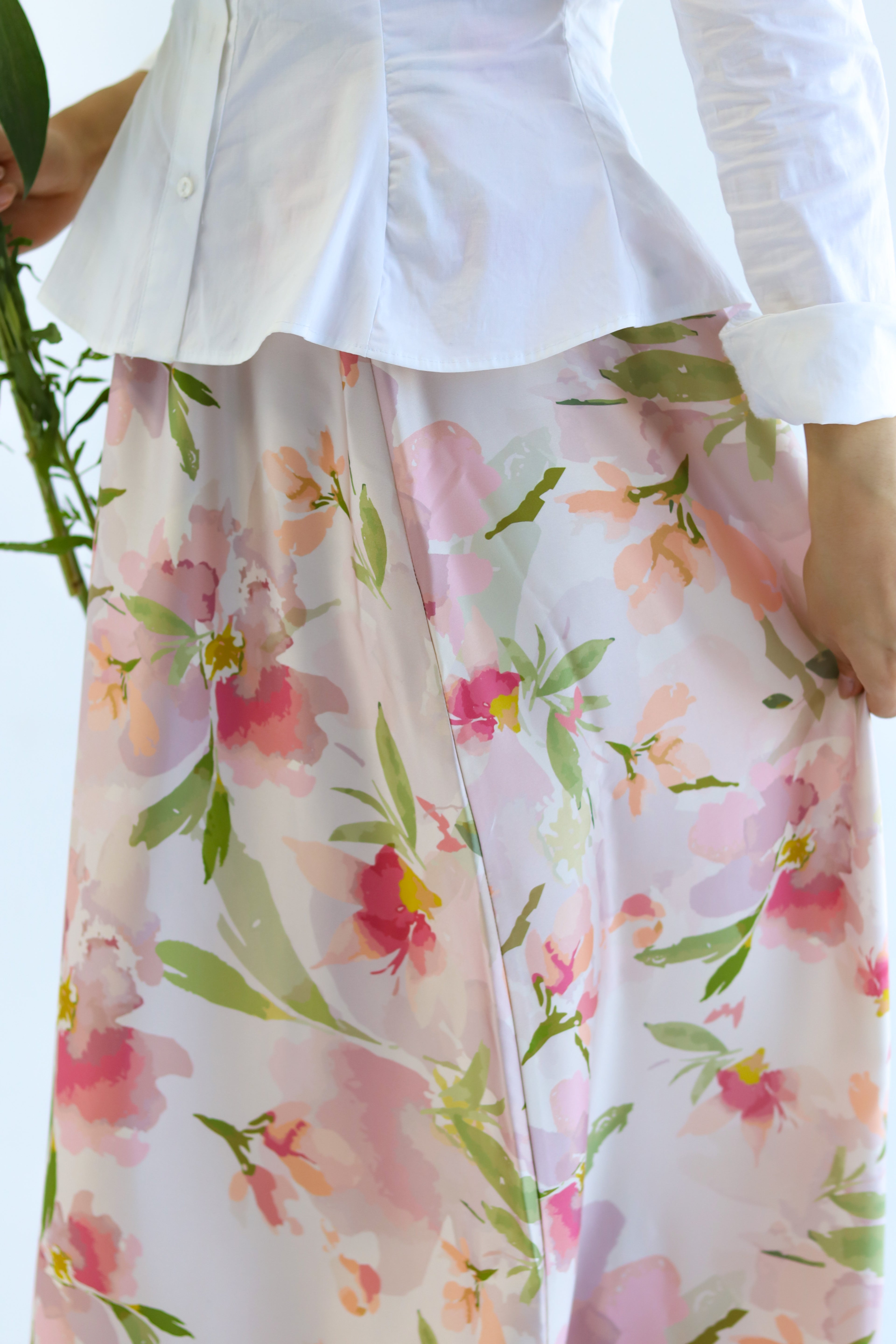Petal Whisper satin skirt