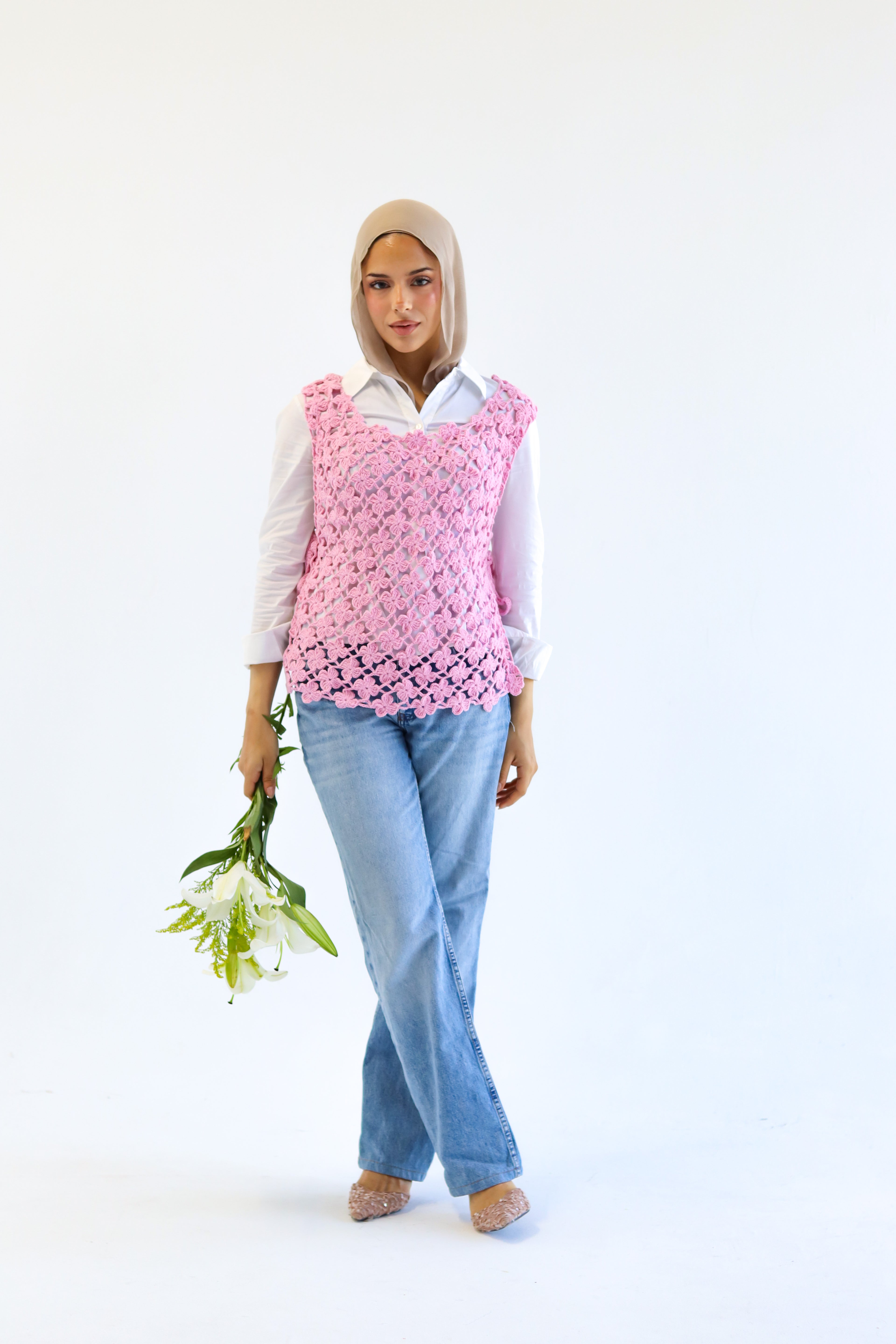 Pink Petals Handmade vest
