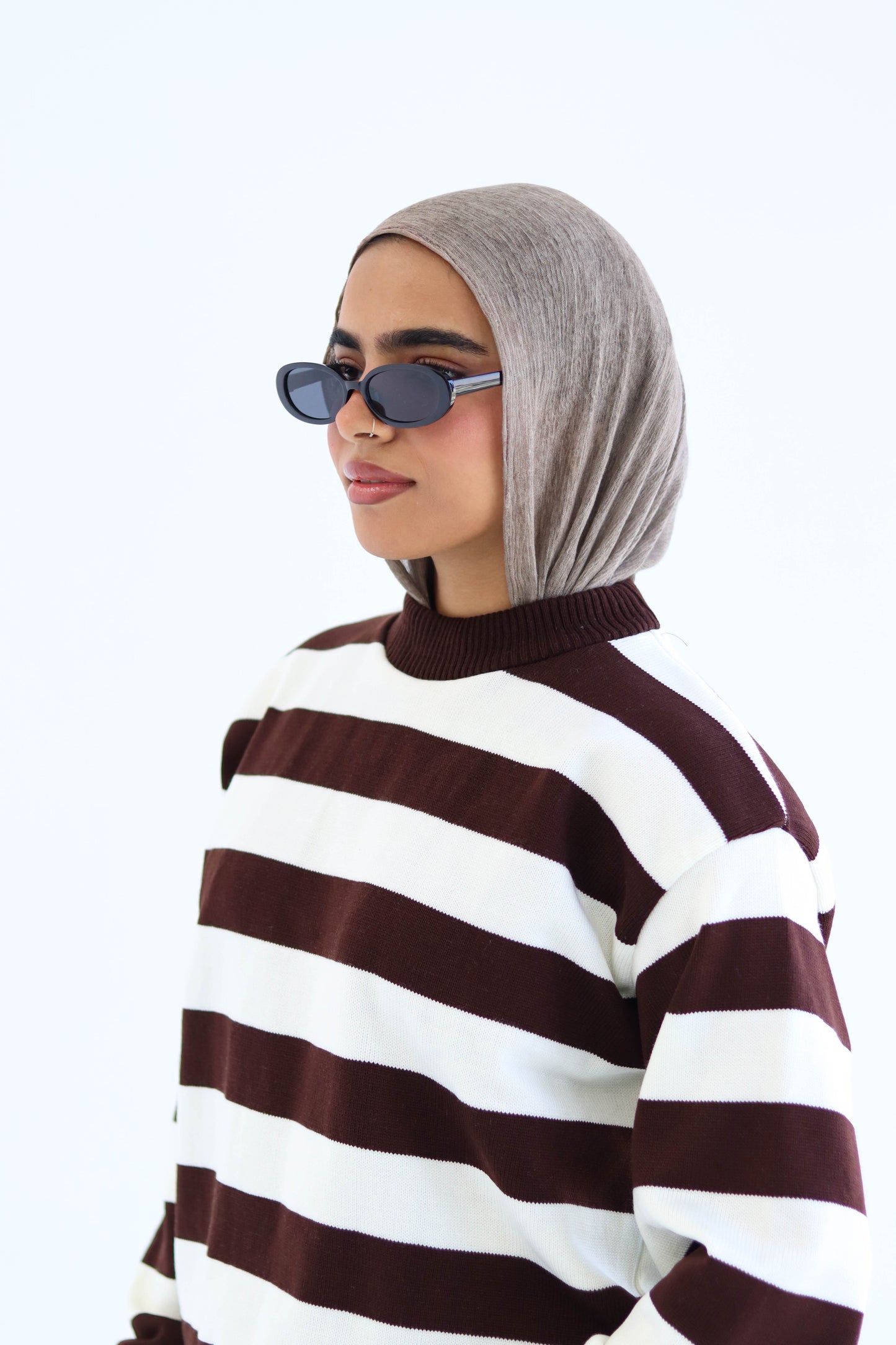 Sofi striped pullover in chocolate