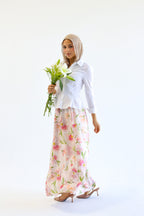 Petal Whisper satin skirt