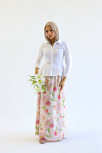 Petal Whisper satin skirt