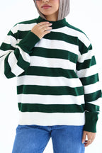 Sofi Striped pullover in Olive