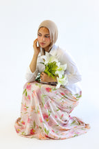 Petal Whisper satin skirt