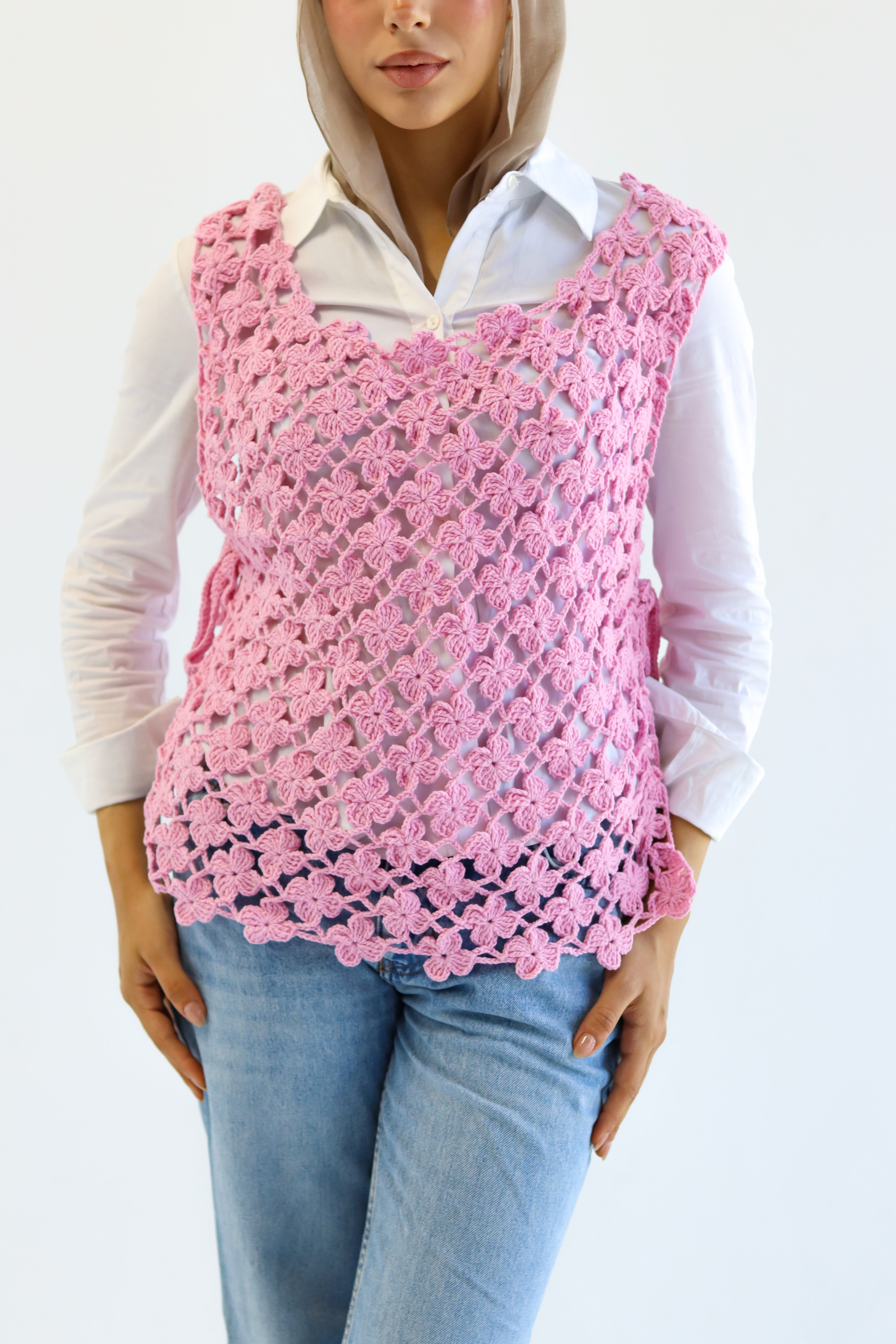 Pink Petals Handmade vest